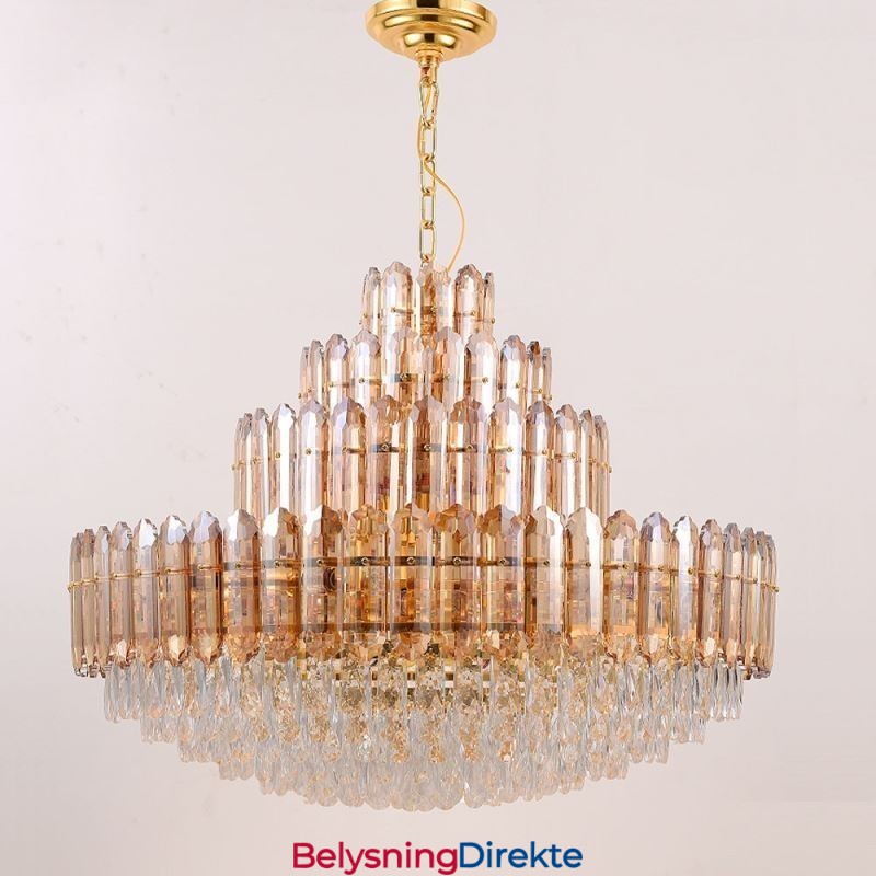 Krystall Pendellampe Med Fire Lag, Luksuriøs Dekorativ Taklampe, 80 Cm