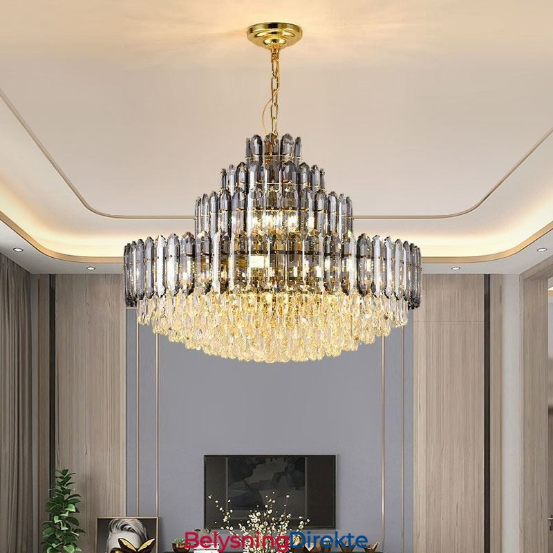 Krystall Pendellampe Med Fire Lag, Luksuriøs Dekorativ Taklampe, 80 Cm