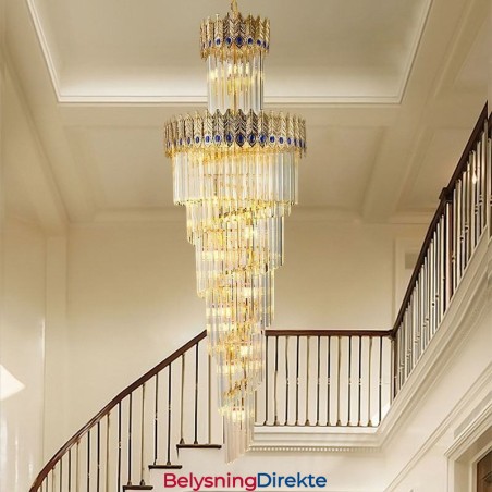 Gullkrystall Pendellampe Galvanisert Gull Phoenix Baklampeskjerm Taklampe