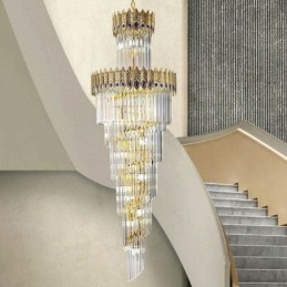 Gullkrystall Pendellampe Galvanisert Gull Phoenix Baklampeskjerm Taklampe