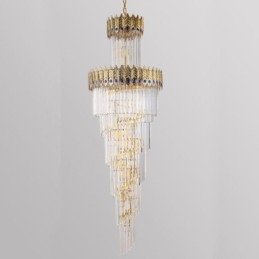 Gullkrystall Pendellampe Galvanisert Gull Phoenix Baklampeskjerm Taklampe