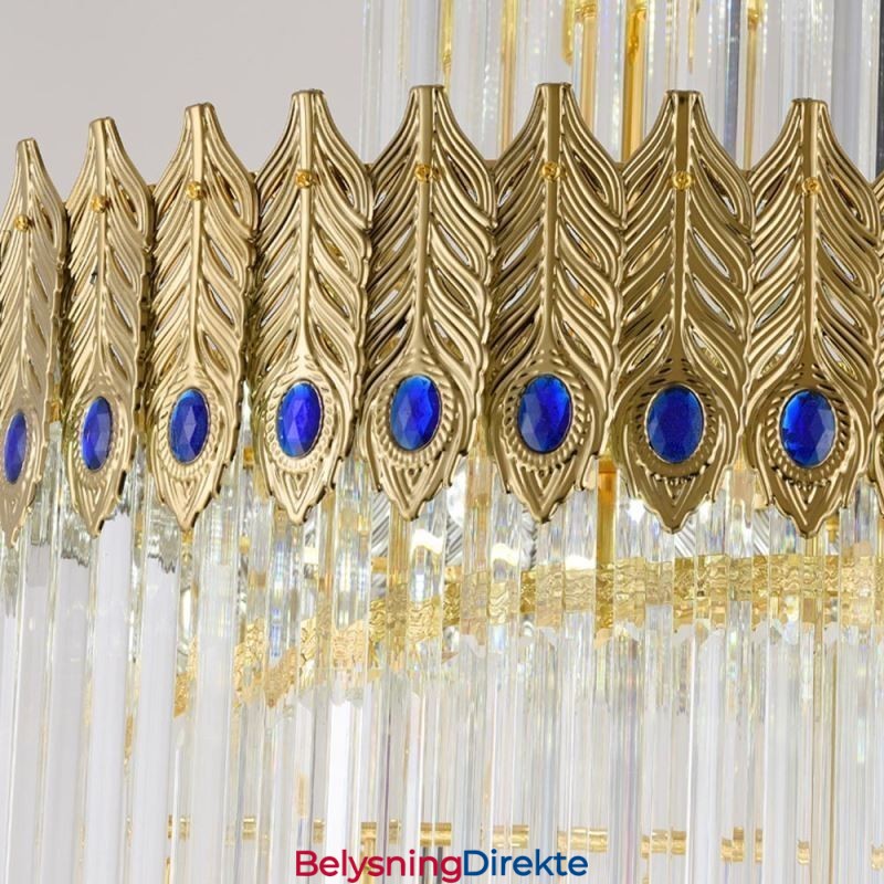 Gullkrystall Pendellampe Galvanisert Gull Phoenix Baklampeskjerm Taklampe