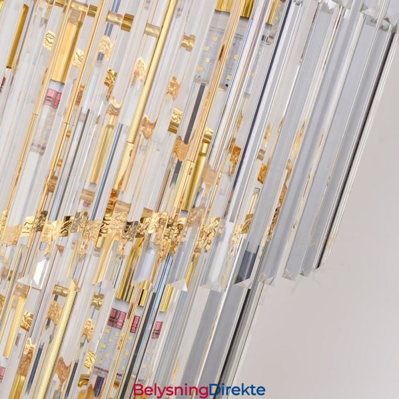 Gullkrystall Pendellampe Galvanisert Gull Phoenix Baklampeskjerm Taklampe