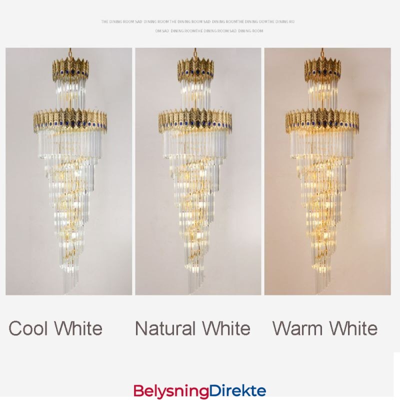 Gullkrystall Pendellampe Galvanisert Gull Phoenix Baklampeskjerm Taklampe