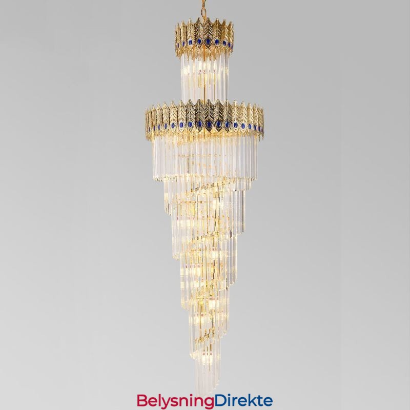 Gullkrystall Pendellampe Galvanisert Gull Phoenix Baklampeskjerm Taklampe