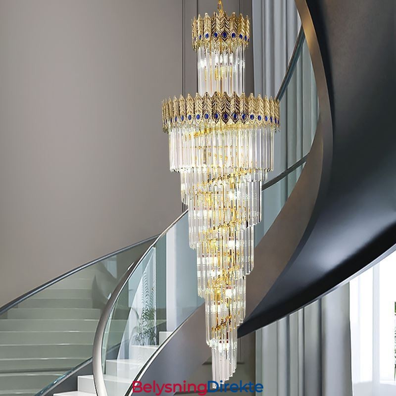 Gullkrystall Pendellampe Galvanisert Gull Phoenix Baklampeskjerm Taklampe