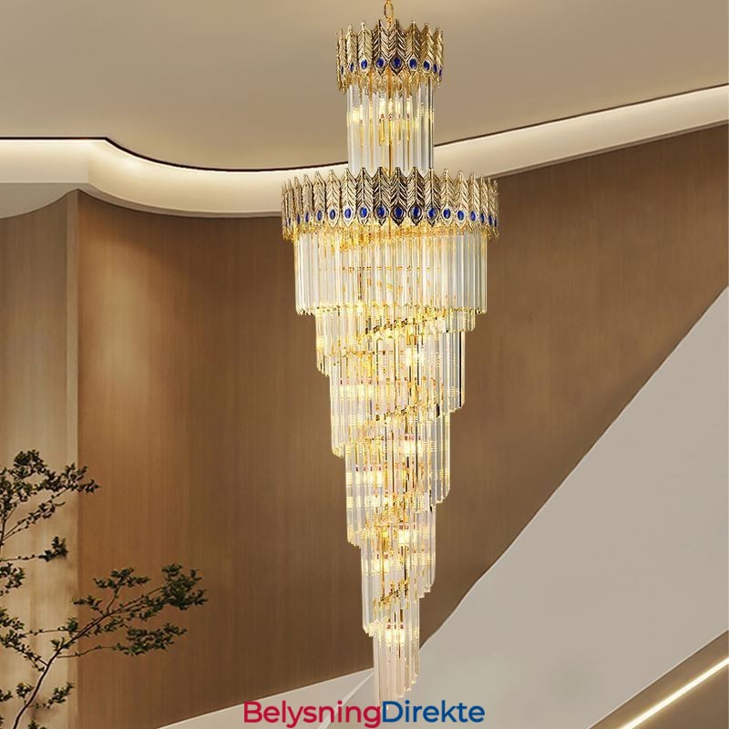 Gullkrystall Pendellampe Galvanisert Gull Phoenix Baklampeskjerm Taklampe