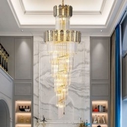 Gullkrystall Pendellampe Luksuriøs Dekorativ Taklampe 60 * H180 Cm