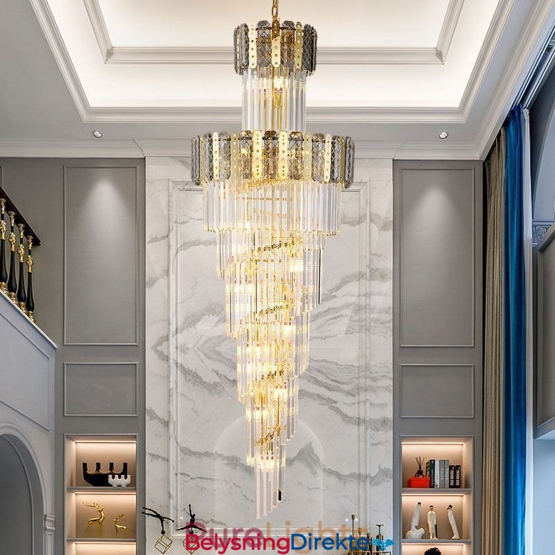 Gullkrystall Pendellampe Luksuriøs Dekorativ Taklampe 60 * H180 Cm