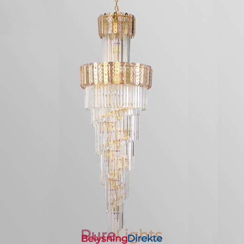 Gullkrystall Pendellampe Luksuriøs Dekorativ Taklampe 60 * H180 Cm