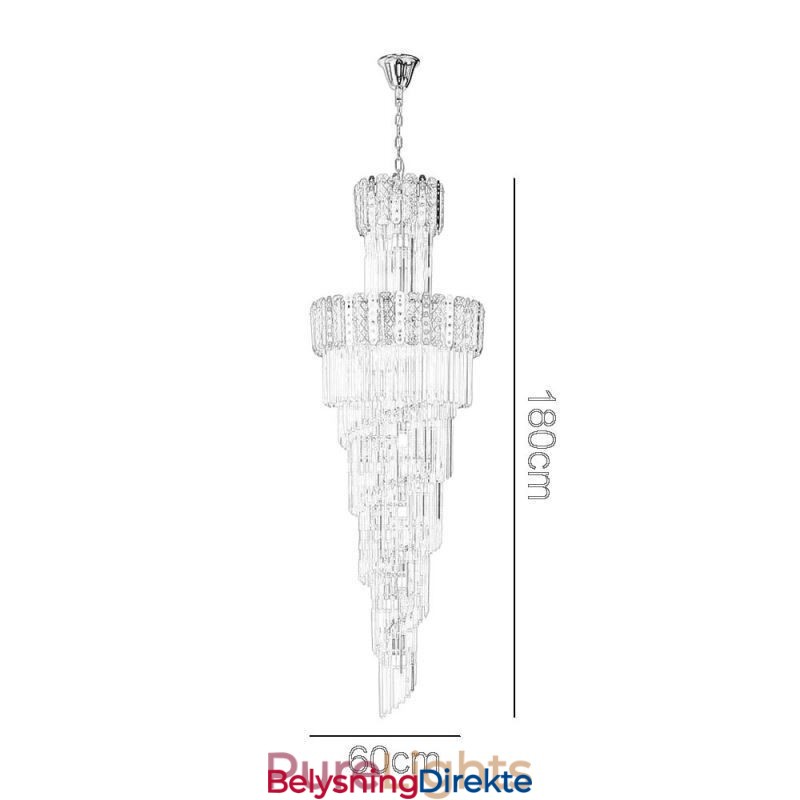 Gullkrystall Pendellampe Luksuriøs Dekorativ Taklampe 60 * H180 Cm