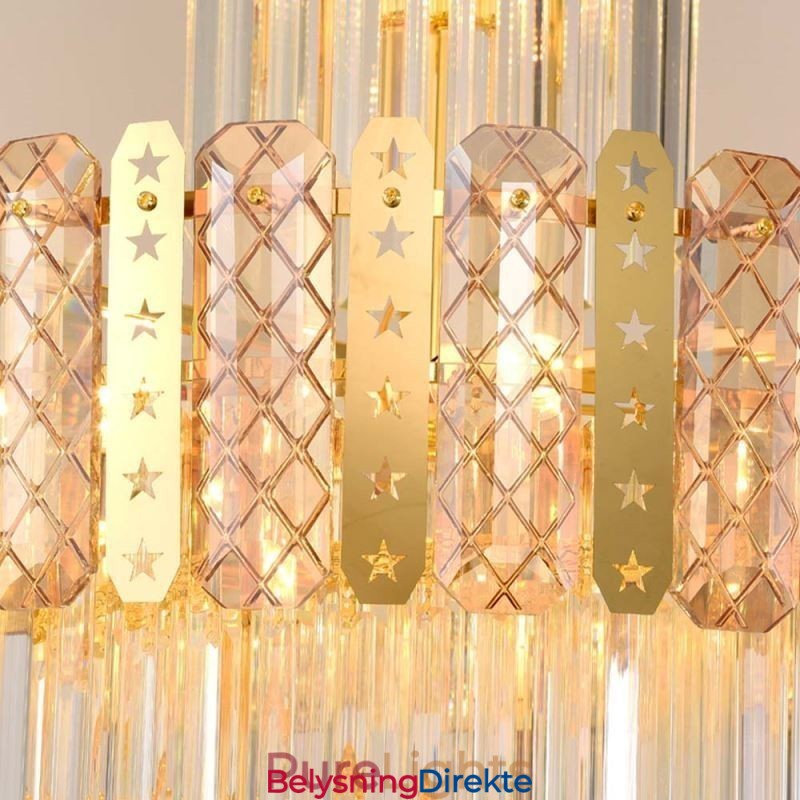 Gullkrystall Pendellampe Luksuriøs Dekorativ Taklampe 60 * H180 Cm