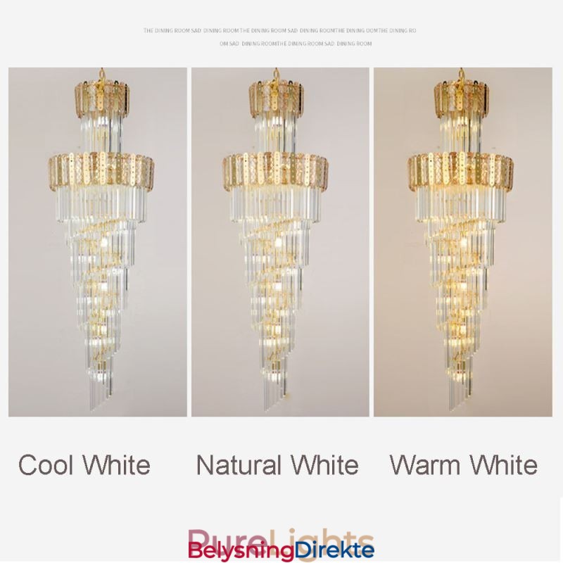 Gullkrystall Pendellampe Luksuriøs Dekorativ Taklampe 60 * H180 Cm