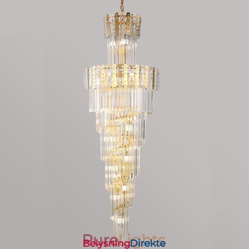 Gullkrystall Pendellampe Luksuriøs Dekorativ Taklampe 60 * H180 Cm