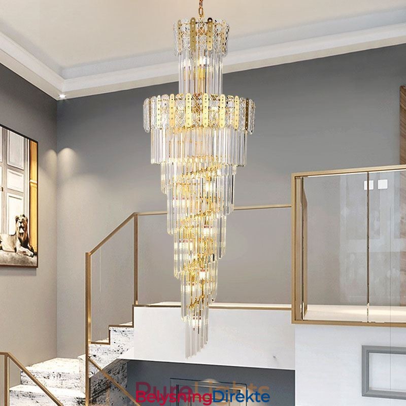 Gullkrystall Pendellampe Luksuriøs Dekorativ Taklampe 60 * H180 Cm