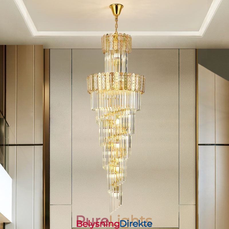 Gullkrystall Pendellampe Luksuriøs Dekorativ Taklampe 60 * H180 Cm