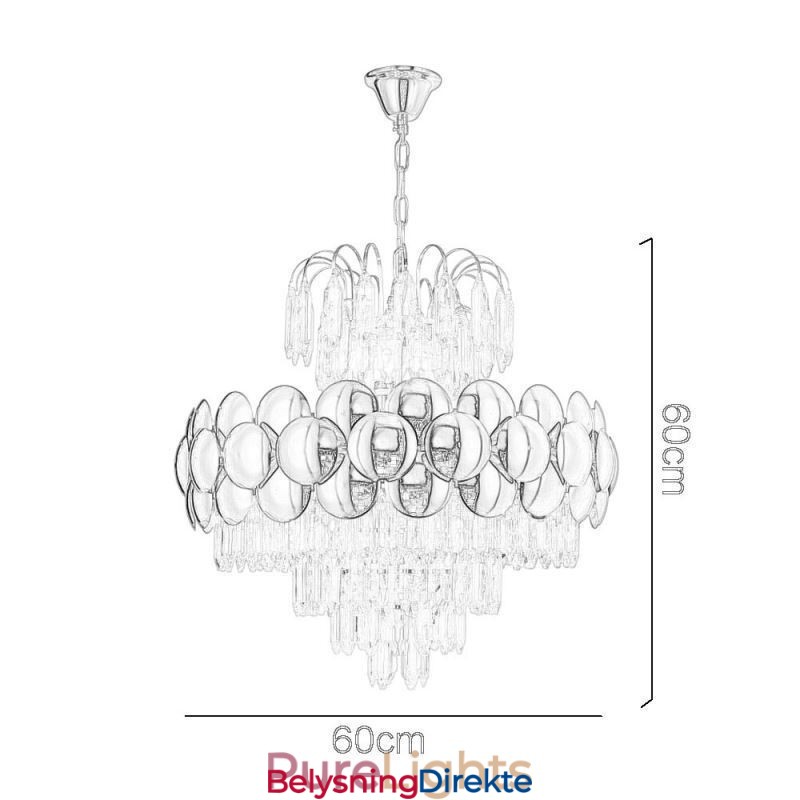 Krystall Pendellampe Galvanisert Gull Luksuriøs Dekorativ Taklampe 60 Cm