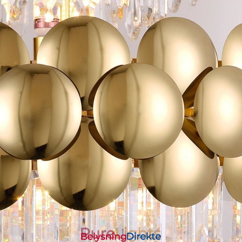 Krystall Pendellampe Galvanisert Gull Luksuriøs Dekorativ Taklampe 60 Cm