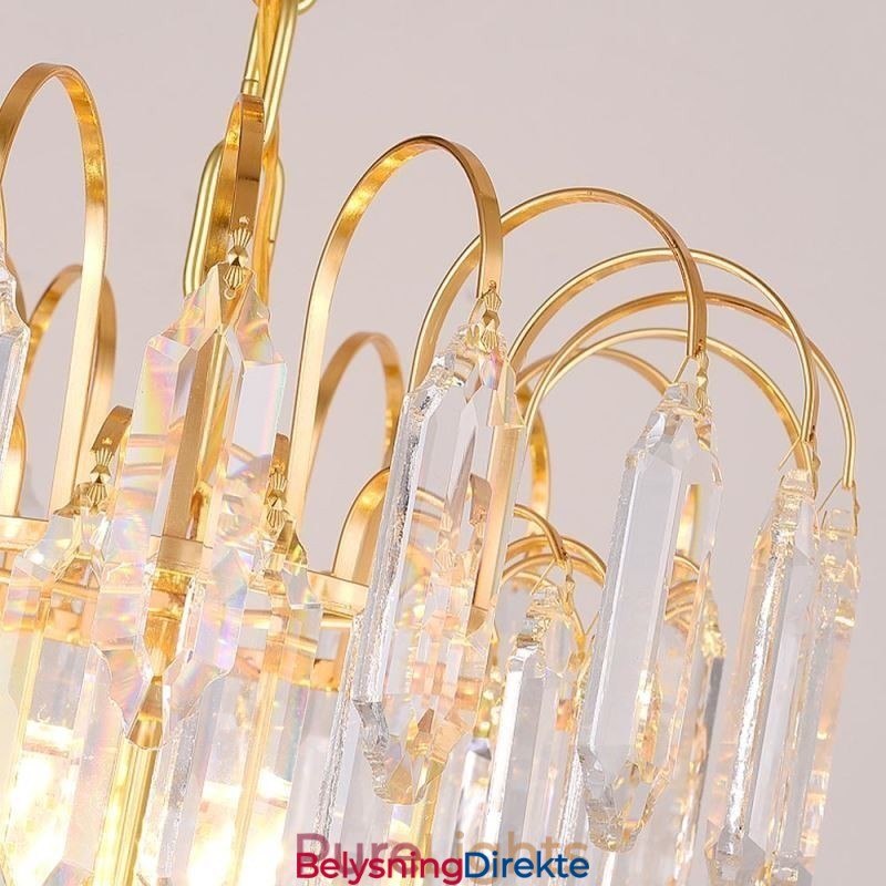 Krystall Pendellampe Galvanisert Gull Luksuriøs Dekorativ Taklampe 60 Cm