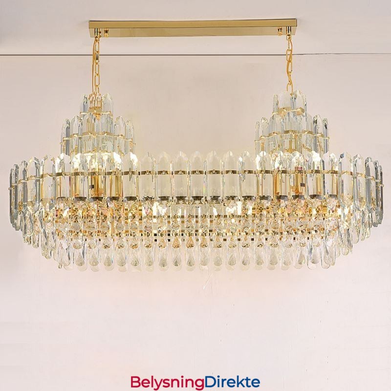 Krystall Pendellampe Rektangulær Luksuriøs Dekorativ Taklampe 100 Cm