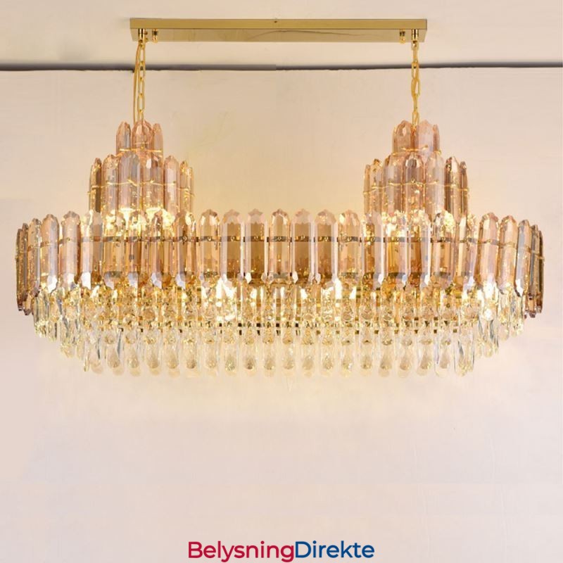 Krystall Pendellampe Rektangulær Luksuriøs Dekorativ Taklampe 100 Cm