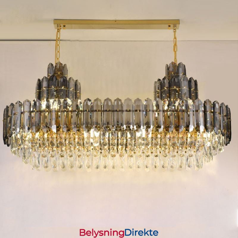 Krystall Pendellampe Rektangulær Luksuriøs Dekorativ Taklampe 100 Cm