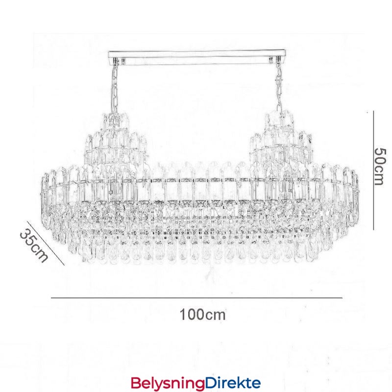 Krystall Pendellampe Rektangulær Luksuriøs Dekorativ Taklampe 100 Cm