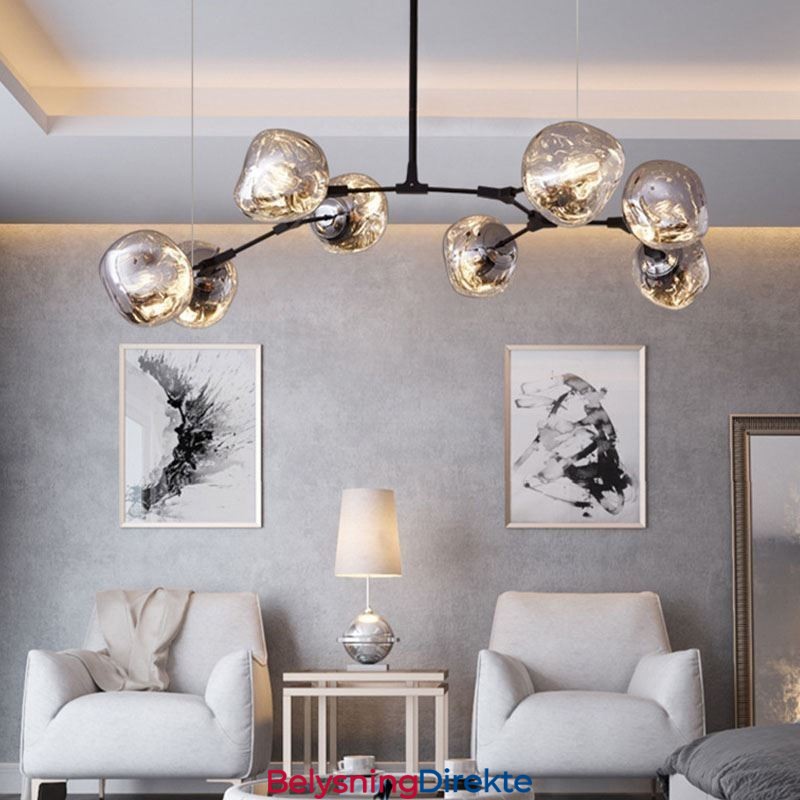 Nordisk Taklampe Moderne Galvanisert Lampeskjerm I Farget Glass