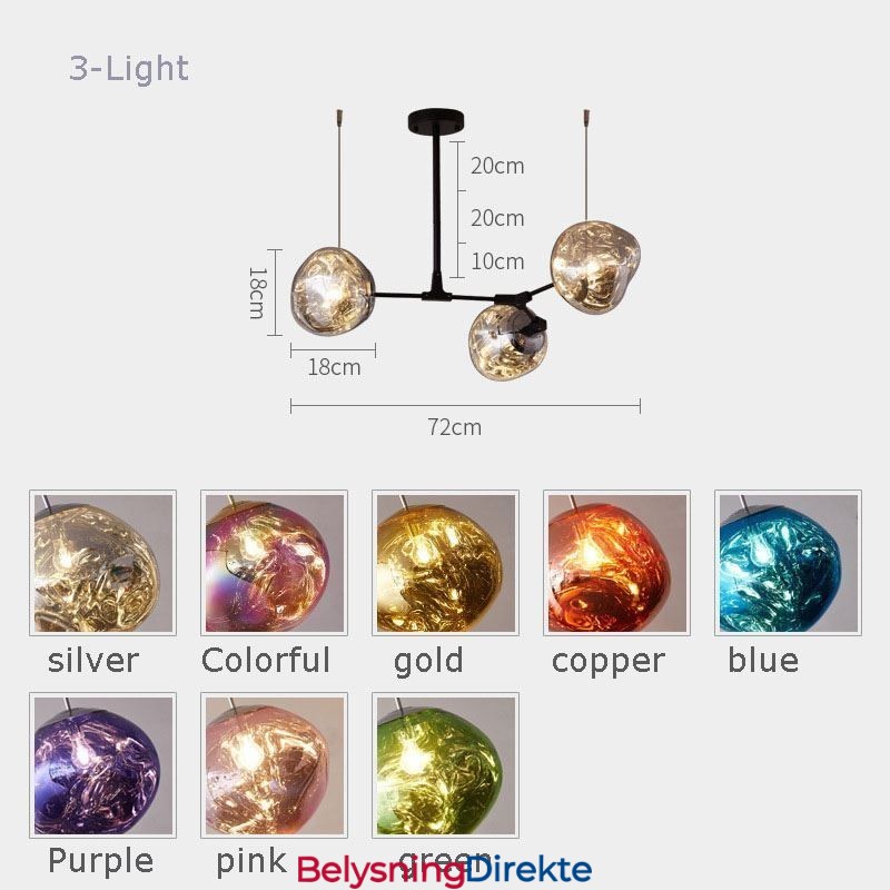 Nordisk Taklampe Moderne Galvanisert Lampeskjerm I Farget Glass