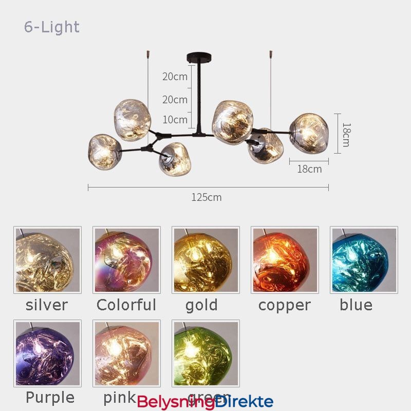 Nordisk Taklampe Moderne Galvanisert Lampeskjerm I Farget Glass