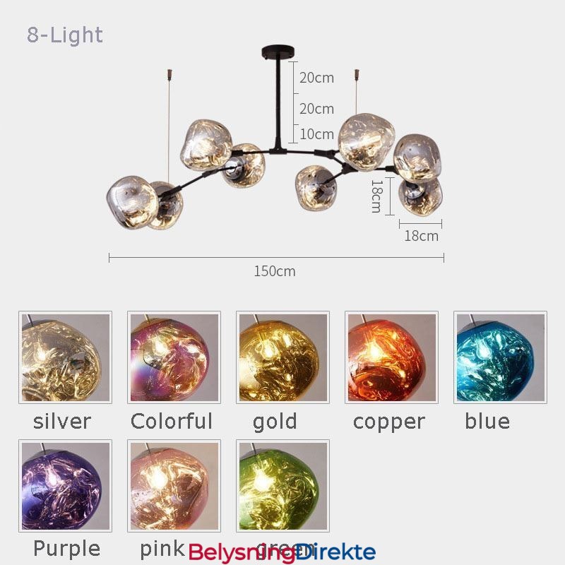 Nordisk Taklampe Moderne Galvanisert Lampeskjerm I Farget Glass