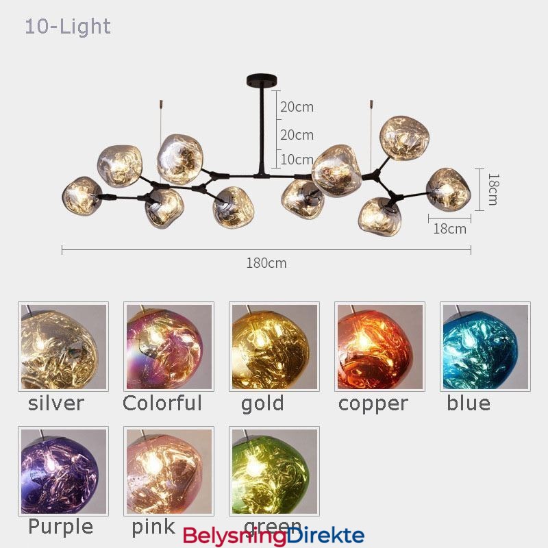 Nordisk Taklampe Moderne Galvanisert Lampeskjerm I Farget Glass