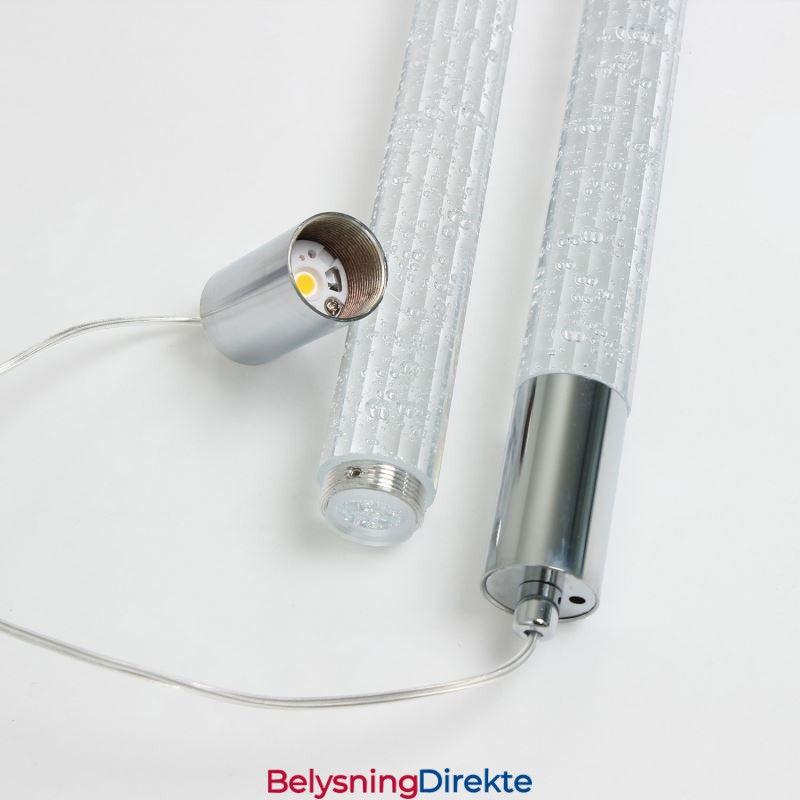 Pendellampe Krom Krystallsøyle Klyngetaklampe