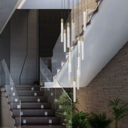 Pendellampe Kobber Krystall Søyle Klynge Taklampe