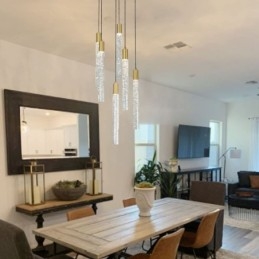 Pendellampe Kobber Krystall Søyle Klynge Taklampe