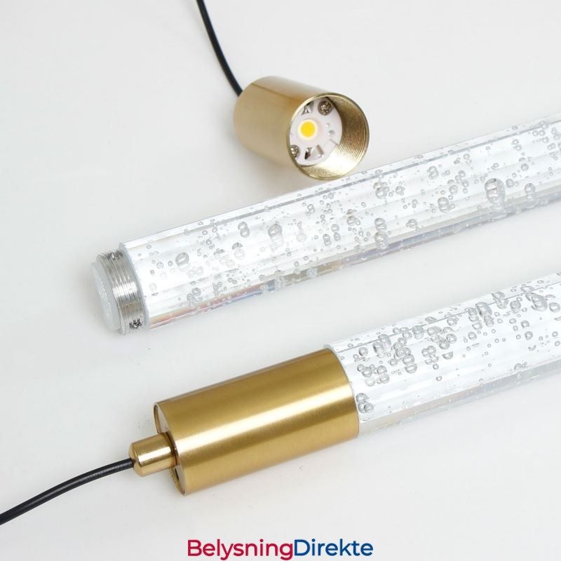 Pendellampe Kobber Krystall Søyle Klynge Taklampe