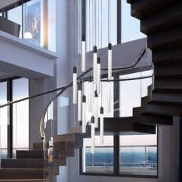 Pendellampe Sort Krystallsøyle-Klyngetaklampe