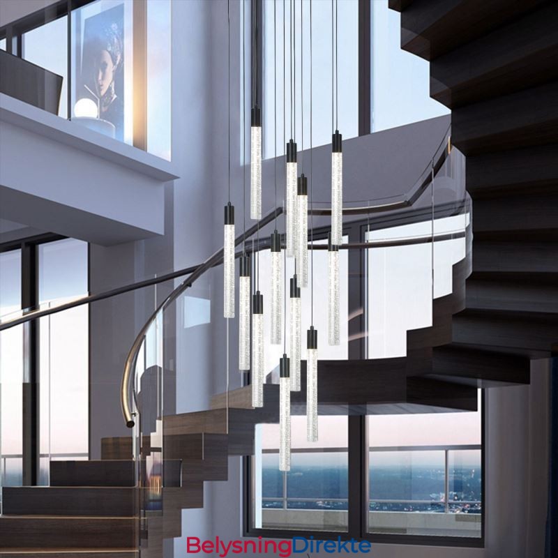 Pendellampe Sort Krystallsøyle-Klyngetaklampe