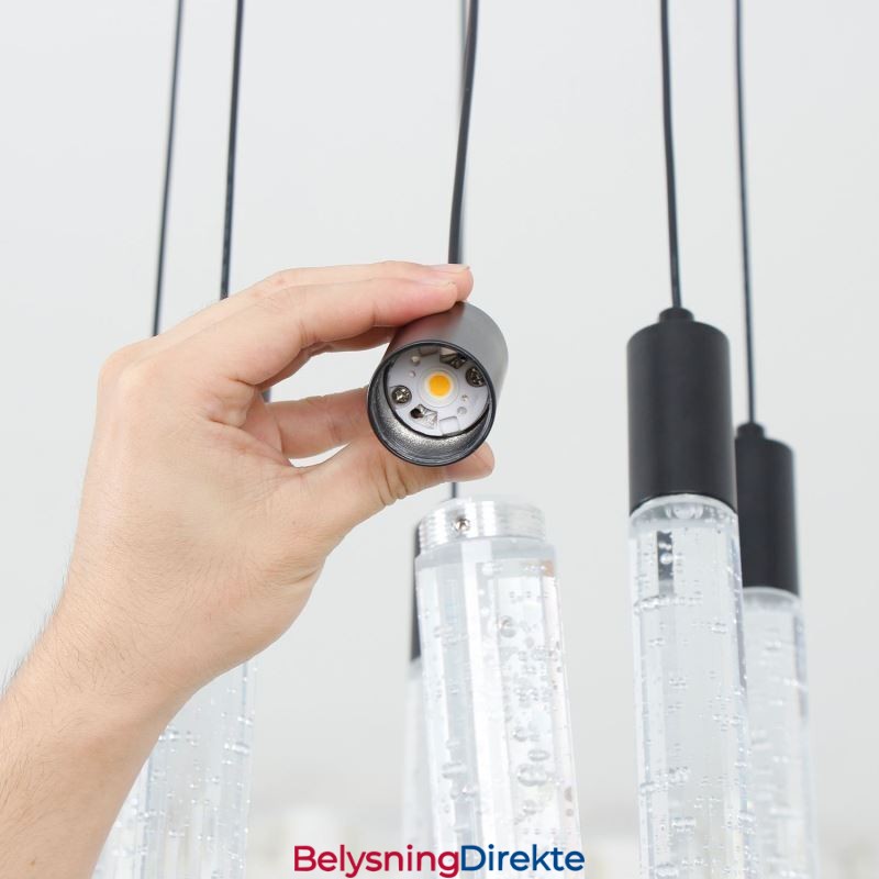 Pendellampe Sort Krystallsøyle-Klyngetaklampe