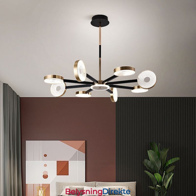 Minimalistisk Pendellampe Med Ni Hoder, Sirkelformet Taklampe