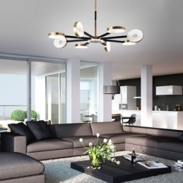 Minimalistisk Pendellampe Med Ni Hoder, Sirkelformet Taklampe