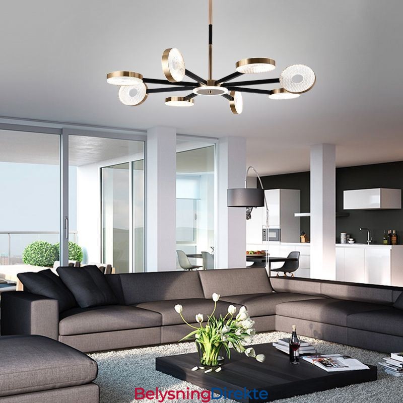 Minimalistisk Pendellampe Med Ni Hoder, Sirkelformet Taklampe