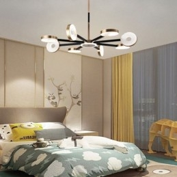 Minimalistisk Pendellampe Med Ni Hoder, Sirkelformet Taklampe