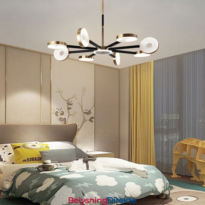 Minimalistisk Pendellampe Med Ni Hoder, Sirkelformet Taklampe