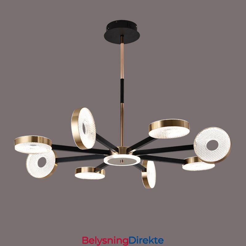 Minimalistisk Pendellampe Med Ni Hoder, Sirkelformet Taklampe