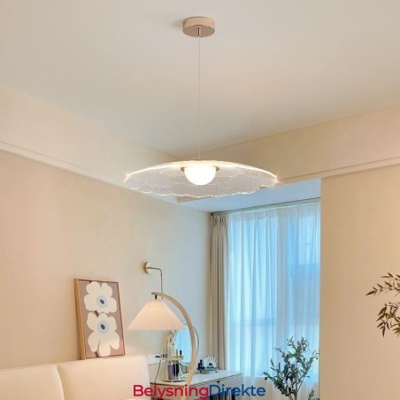 Pendellampe I Akryl Med Blomsterpanne Og Taklampe