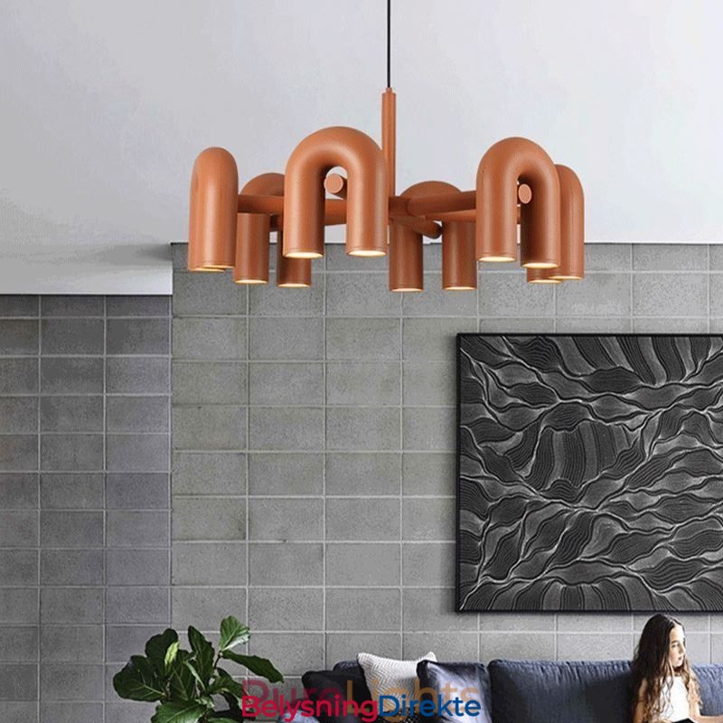 Rund Pendellampe I Smijern, U-Formet Taklampe, 90 Graders Roterende Skjerm