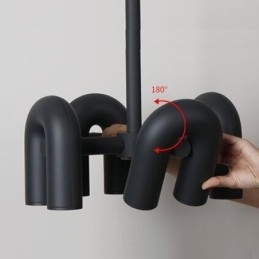 Rund Pendellampe I Smijern, U-Formet Taklampe, 90 Graders Roterende Skjerm