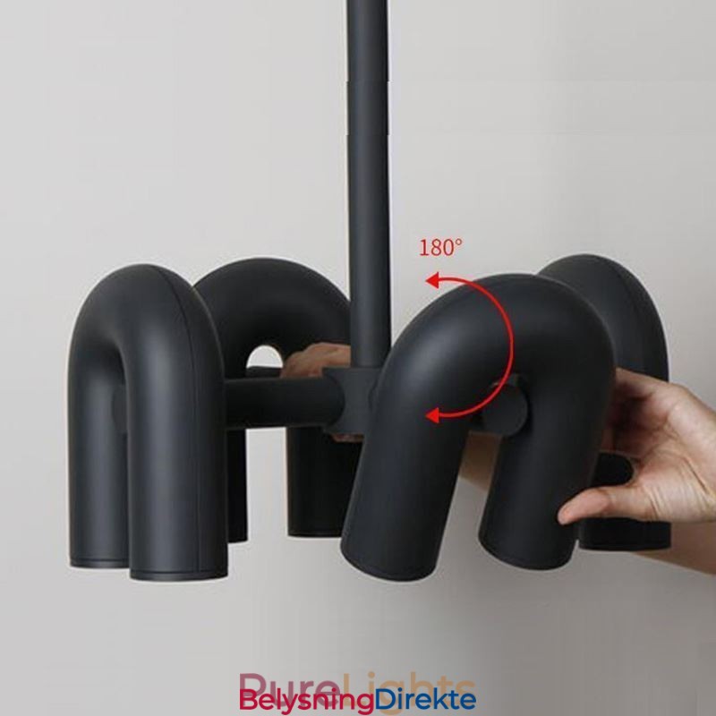 Rund Pendellampe I Smijern, U-Formet Taklampe, 90 Graders Roterende Skjerm