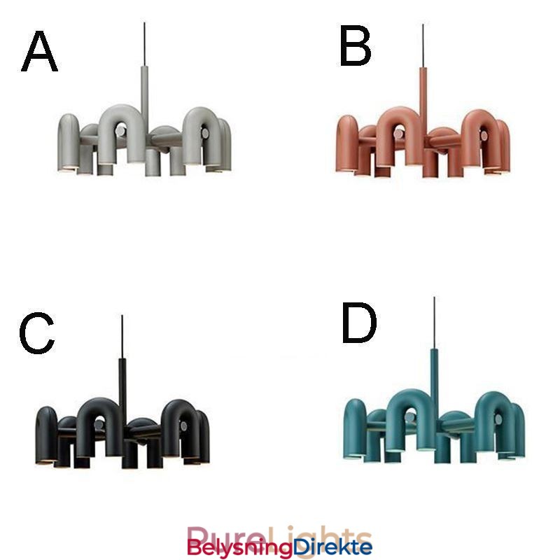 Rund Pendellampe I Smijern, U-Formet Taklampe, 90 Graders Roterende Skjerm